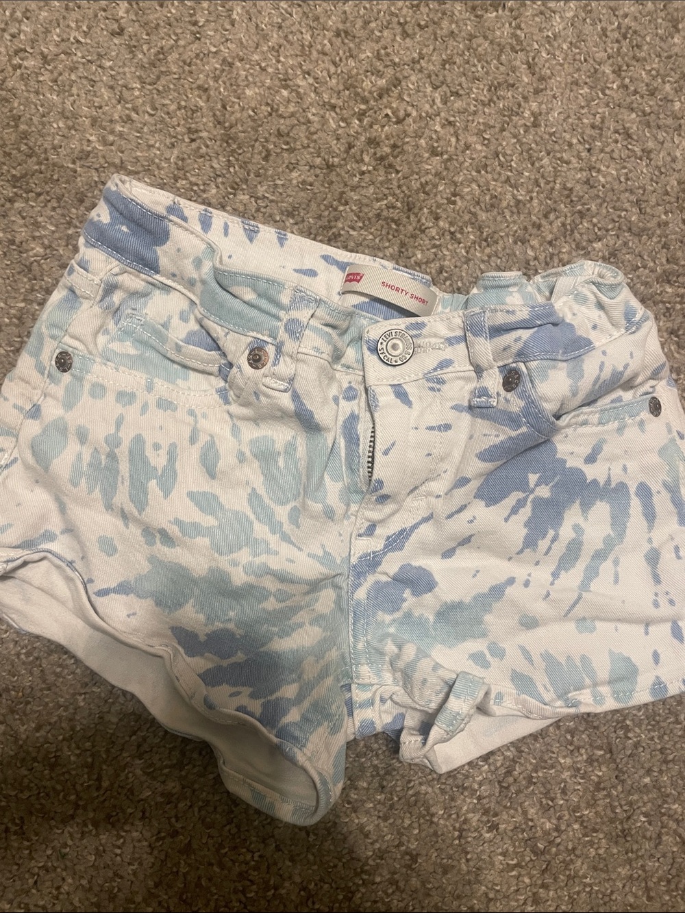 Levi's Light Blue & White Tie-Dye Denim Shorts